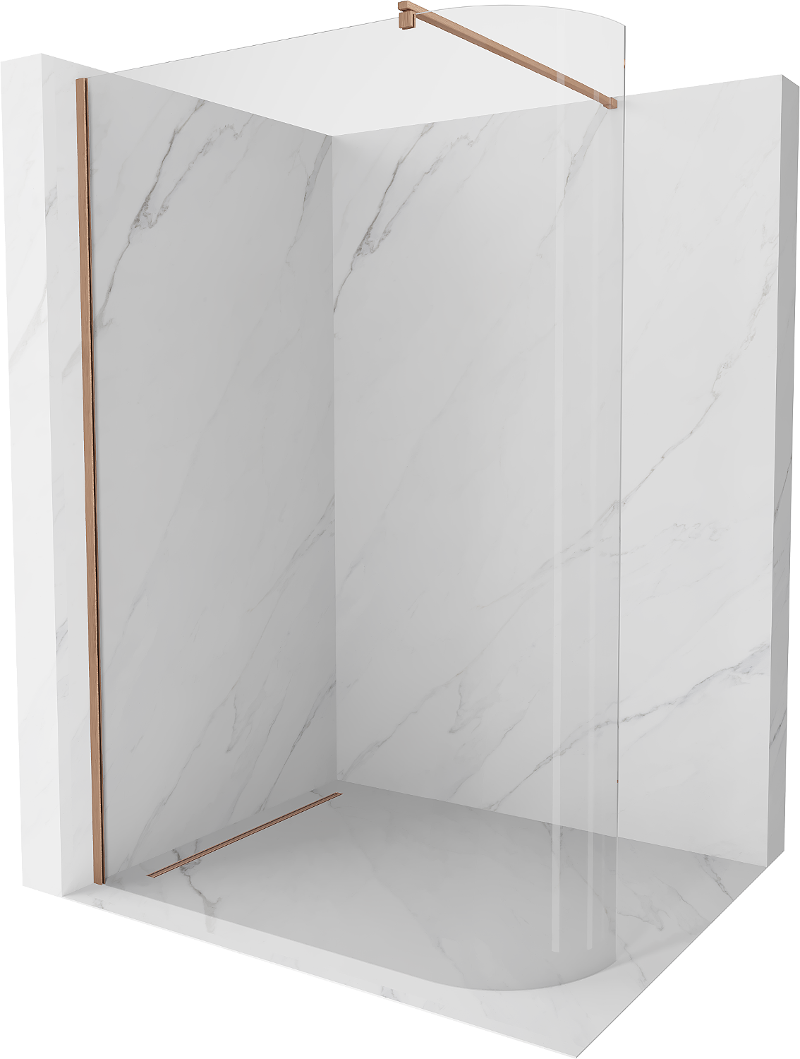 Mexen Kioto-R ścianka prysznicowa zaokrąglona Walk-in 140 x 200 cm, transparent 8 mm, miedź szczotkowana - 800-140-101-65-06